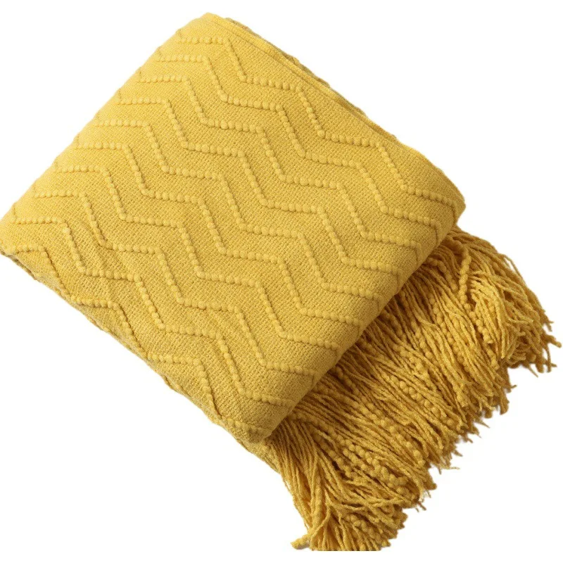 Sofa Cover Blanket Thickened Knitted Tassel Blankets Office Air Conditioning Blanket Bed Tail Blankets Nap Blankets