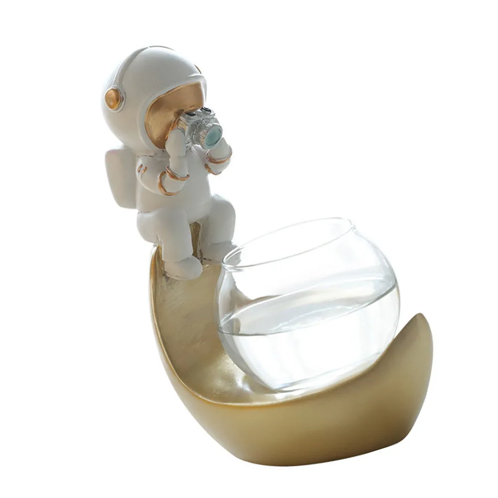 

Гидропонный стеклянный цветочный горшок в форме космонавта, настольное украшение в скандинавском стиле для суккулентов, растений и рыбок, декор для дома и офиса