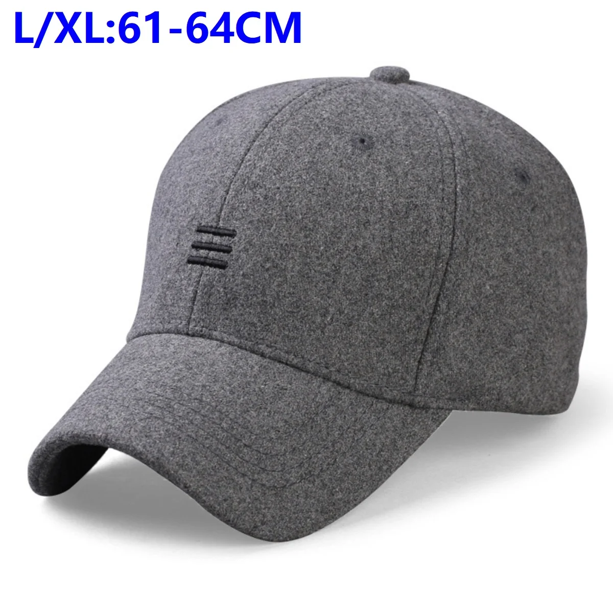 Winter Dad Warm Filz Hüte Großen Kopf Mann Frauen Jungen Mädchen Wolle Visier Männlich Plus Größe Baseball Caps 56-62 cm 62-68 cm – Detail 1