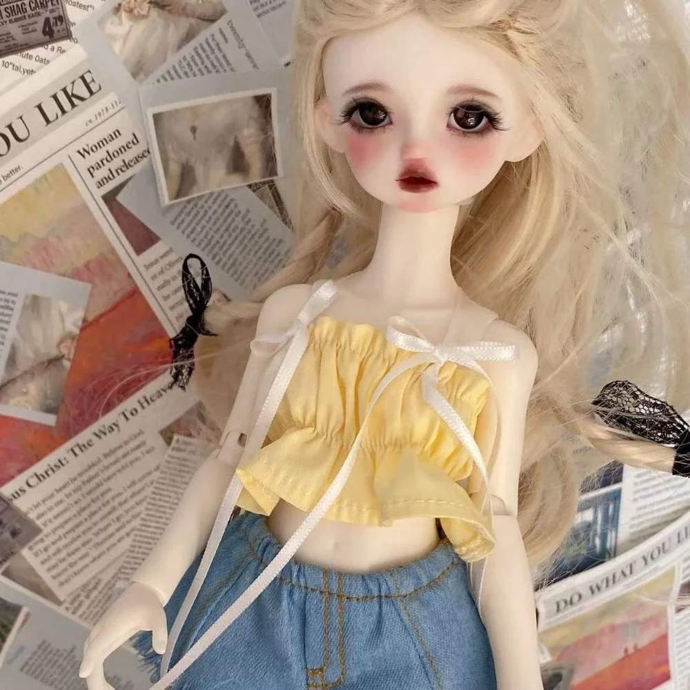 1/4 1/3 Ubranka dla lalek Garnitur Szorty jeansowe Słodki zestaw topów dla lalek Bjd 45/60 cm Zabawki do przebierania Domakawa Akcesoria dla lalek, bez lalki