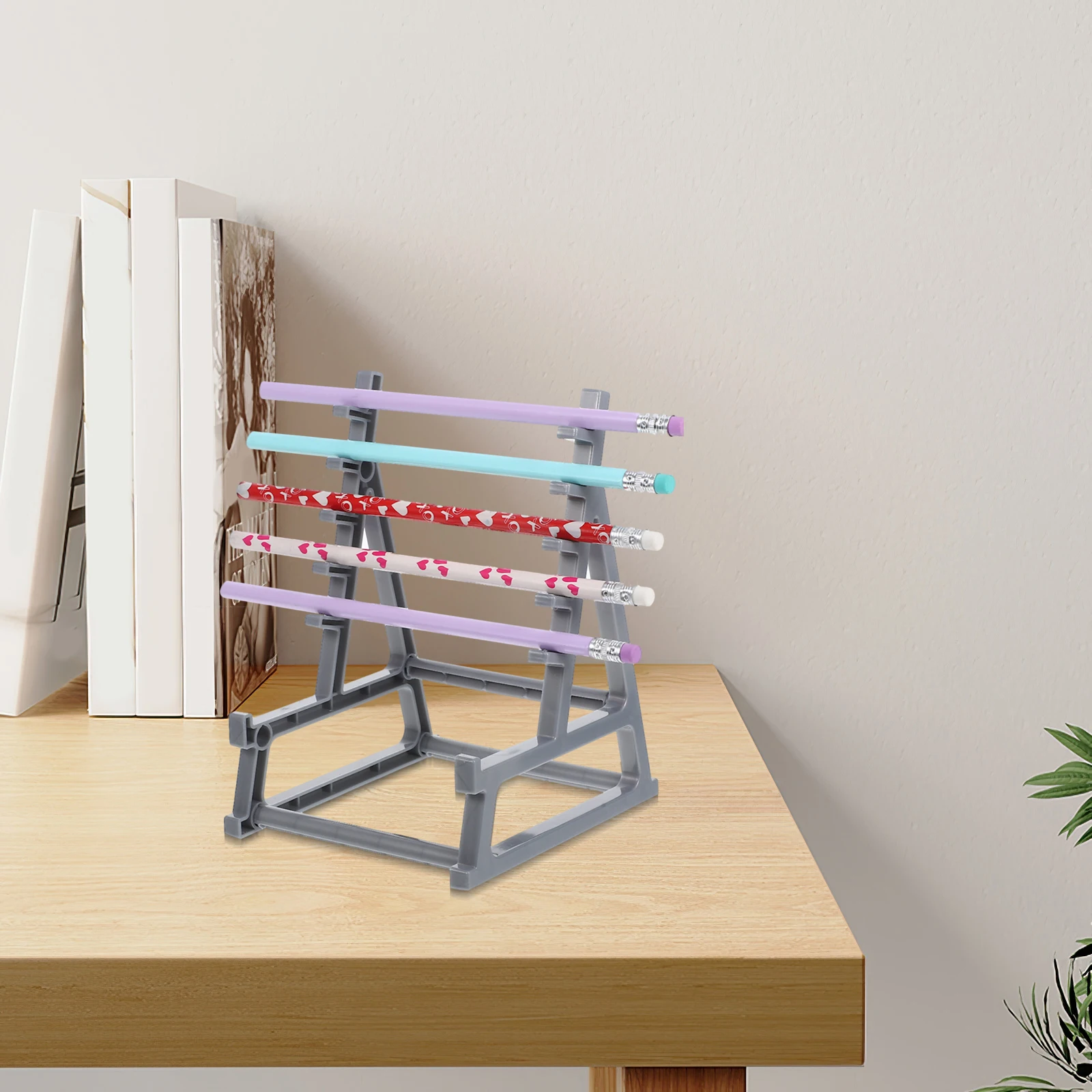 Soporte para bolígrafo con barra, accesorios de escritorio, estante de almacenamiento temático de plástico duradero para gimnasio, bolígrafos, lápices, brochas de maquillaje, herramientas para cejas
