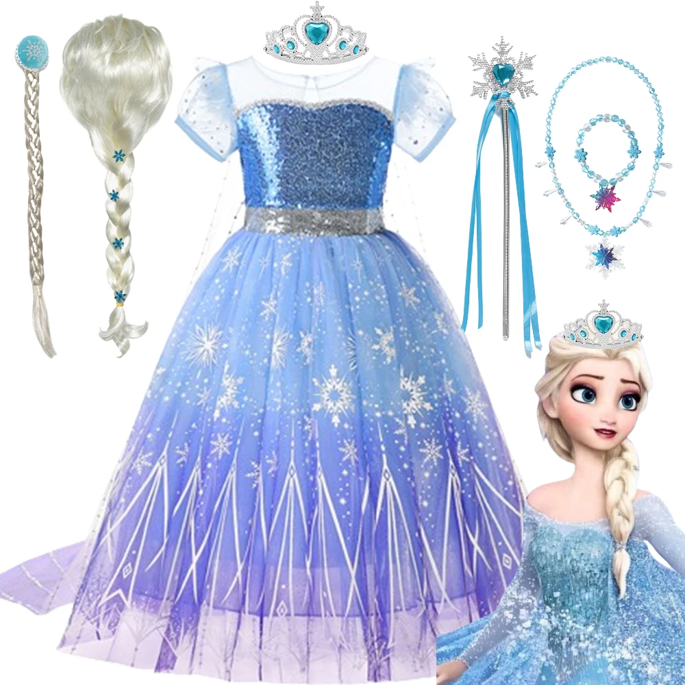 

Children Frozen Elsa Dress Princess Dress For Kids Skirt Snow Queen Cosplay Elsa Princess Dress Carnival Party Girl Elsa Dresses