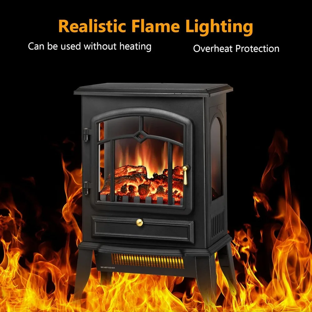 موقد كهربائي داخلي XBeauty مقاس 22 بوصة مع تأثير لهب ثلاثي الأبعاد قابل للتعديل وحماية من الحرارة الزائدة