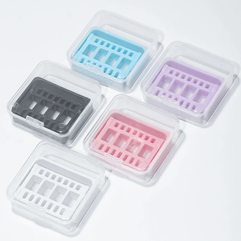 Nail Polishing Head 16-Hole Storage Box Portable Front-Processing Dust-Proof Flip-Top Storage Box Manicure Tool Box