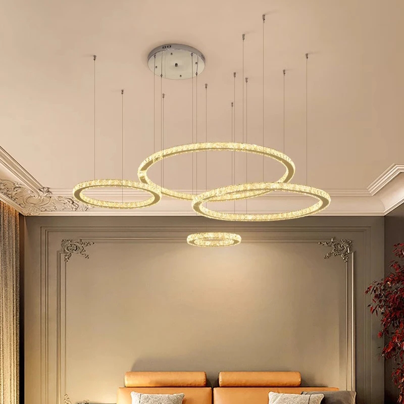 Lustre de cristal moderno para decoração de casa, luminária pendente de escada, luzes pendentes de sala de estar, iluminação interior