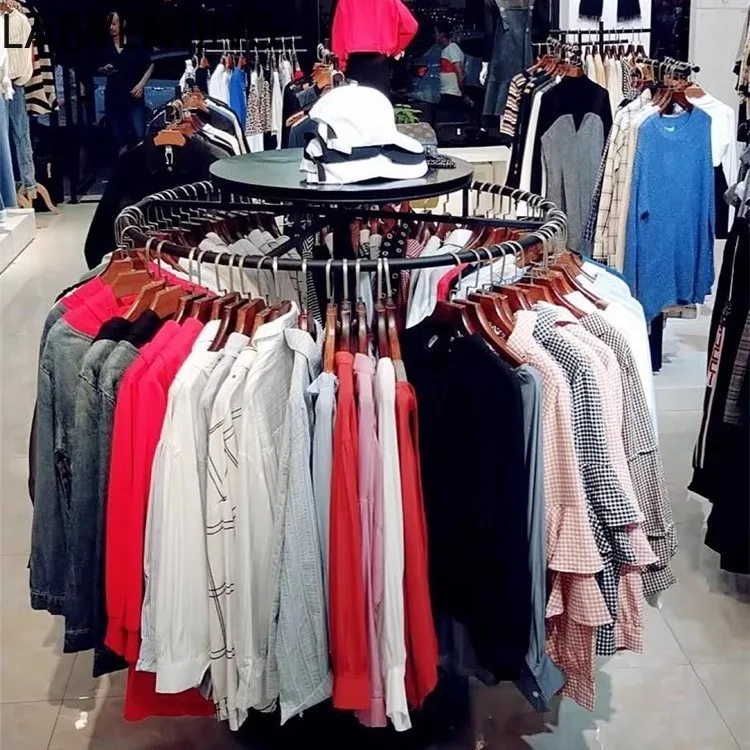 LYY  Clothing Store Island Display Rack Detachable Round Rotating Display Stand