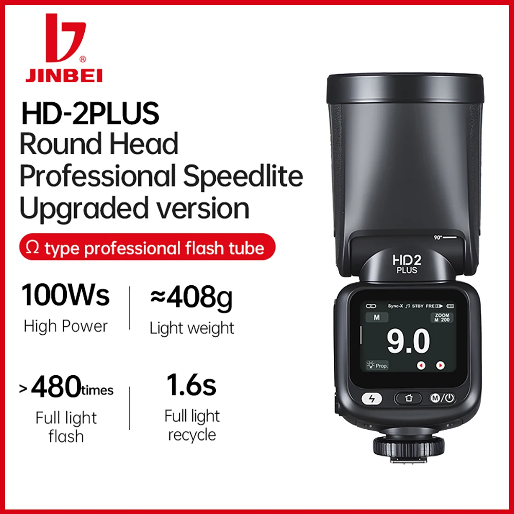 JINBEI HD-2 Plus 100Ws TTL HSS Portable-Speedlite Battery Camera Flash Lights Professional Round Head Outdoor Shooting good