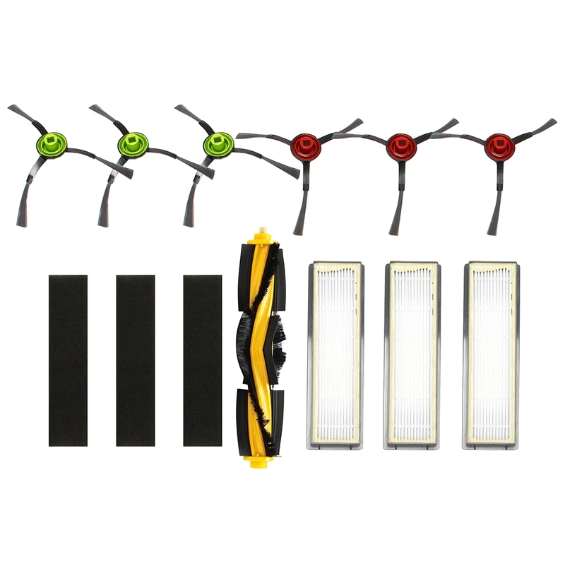 Roller Side Brush Sponge Filter Kit For Ecovacs Deebot OZMO 950 920 Vacuum Cleaner Parts, 1Xroller Brush, 3Xfilters, 3Xsponges,