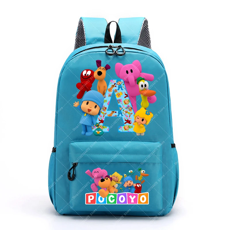 Mochila Infantil Grande e Fofa com Estampa do Pocoyo, Mochila Escolar Kawaii, Bolsa de Material Escolar, Presente para Meninos e Meninas