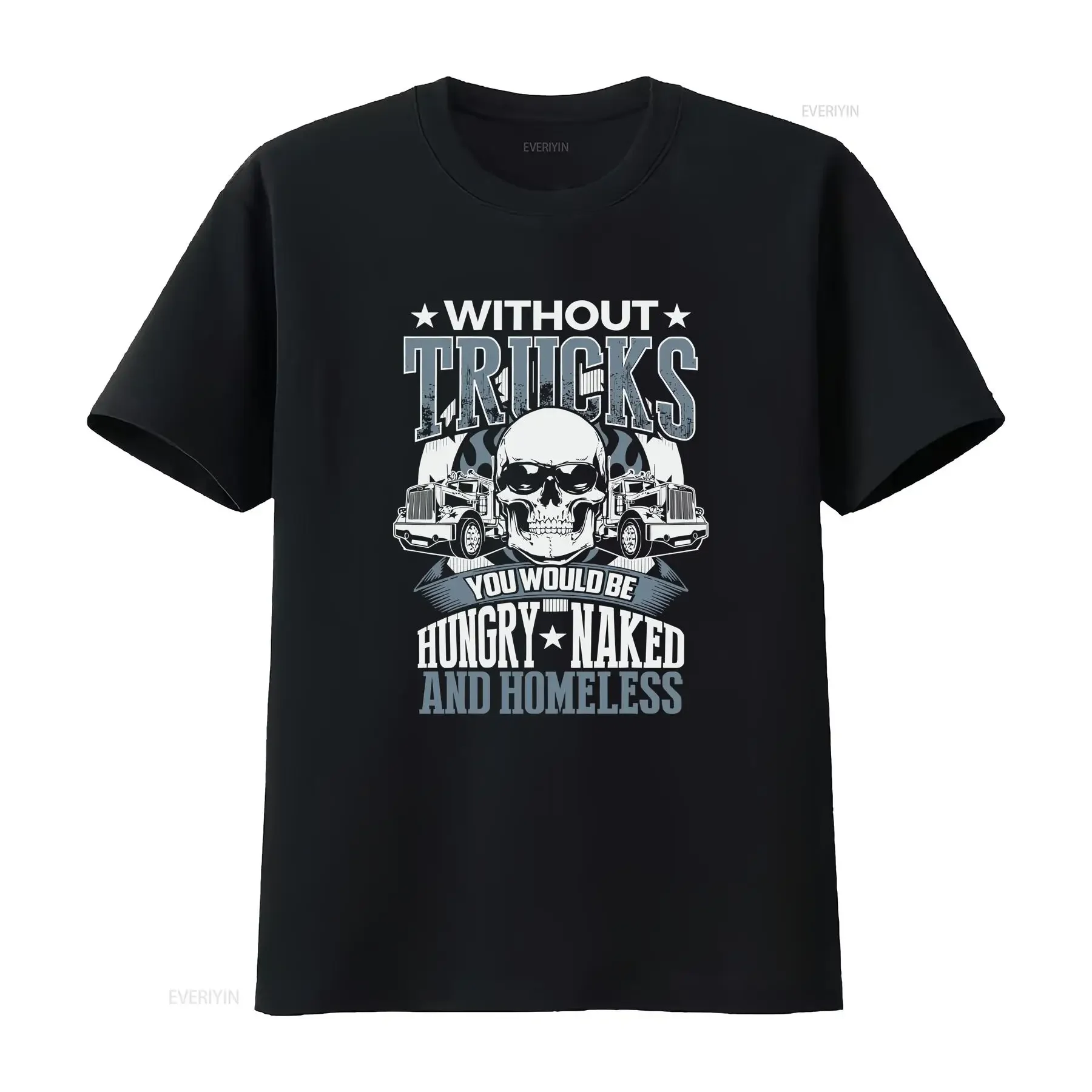 Novelty Truckers Truck Driver Skull Funny T Shirt vintage Washed Top For Everyday Wear fashion Unisex Breathable graphic