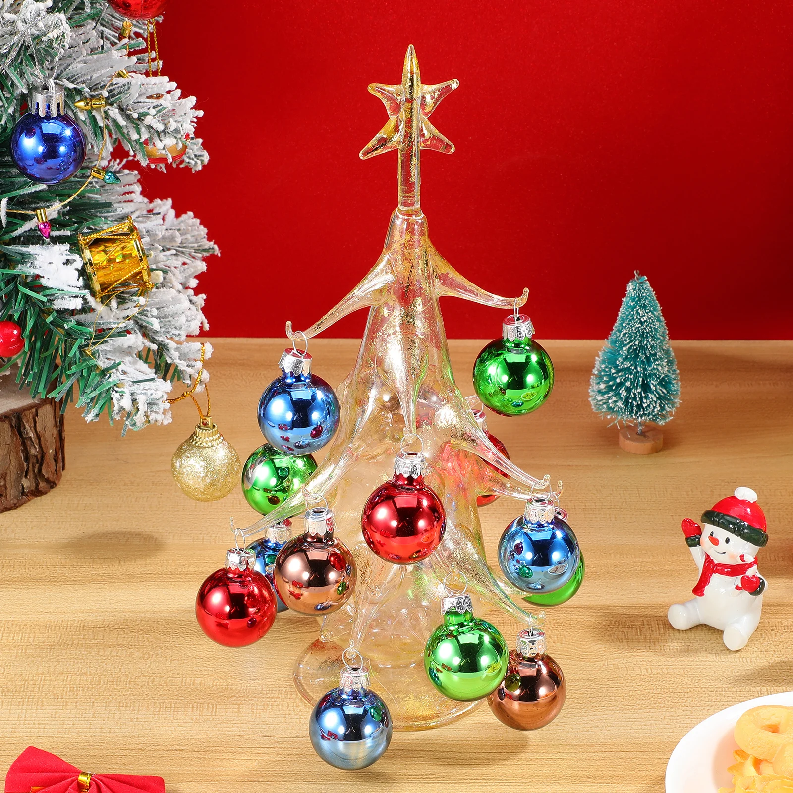 

Glass Christmas Tree Desktop Decoration Xmas Holiday Tabletop Decor Small Decorative Christmas Ornament Xmas Holiday Trees