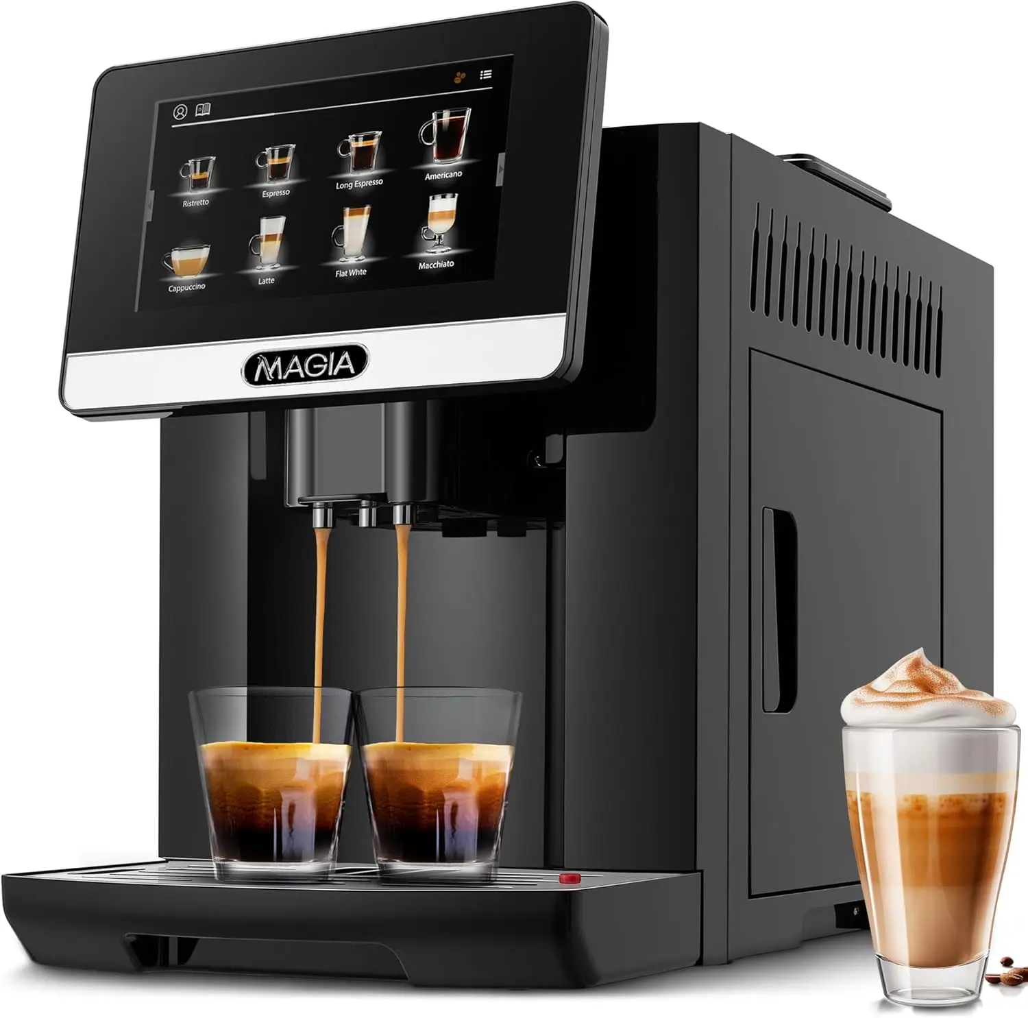 Fully Automatic Espresso Machine With Grinder - 19 Customizable Coffee Options - Auto-Cleaning For Easy Maintenance - Milk-Foam