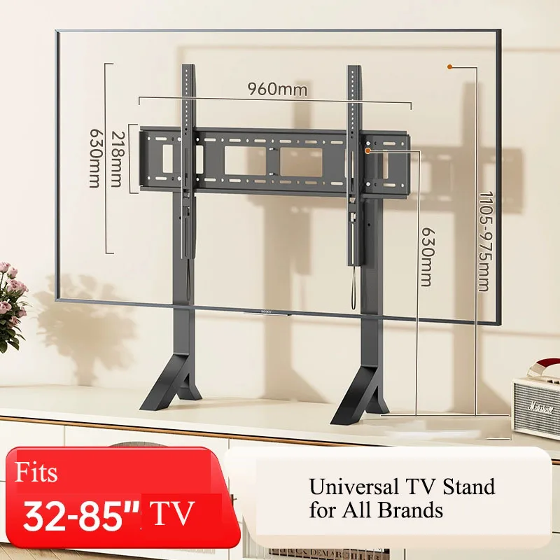 Universal Tabletop TV Stand Mount Height Adjustable TV Base for 32-85 Inch LED LCD OLED Flat Curved TVs Holds up to 154 Lbs