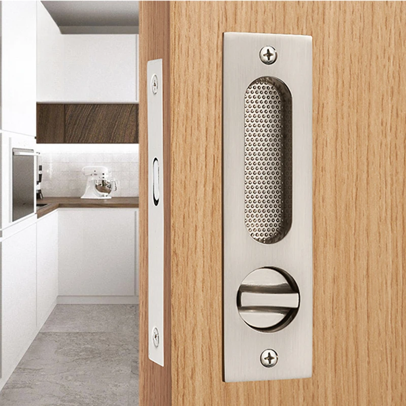 Mute Mortice Sliding Door Lock Hidde Handle Interior Door Pull Lock Modern Anti-theft Room Wood Door Lock Furniture Hardware