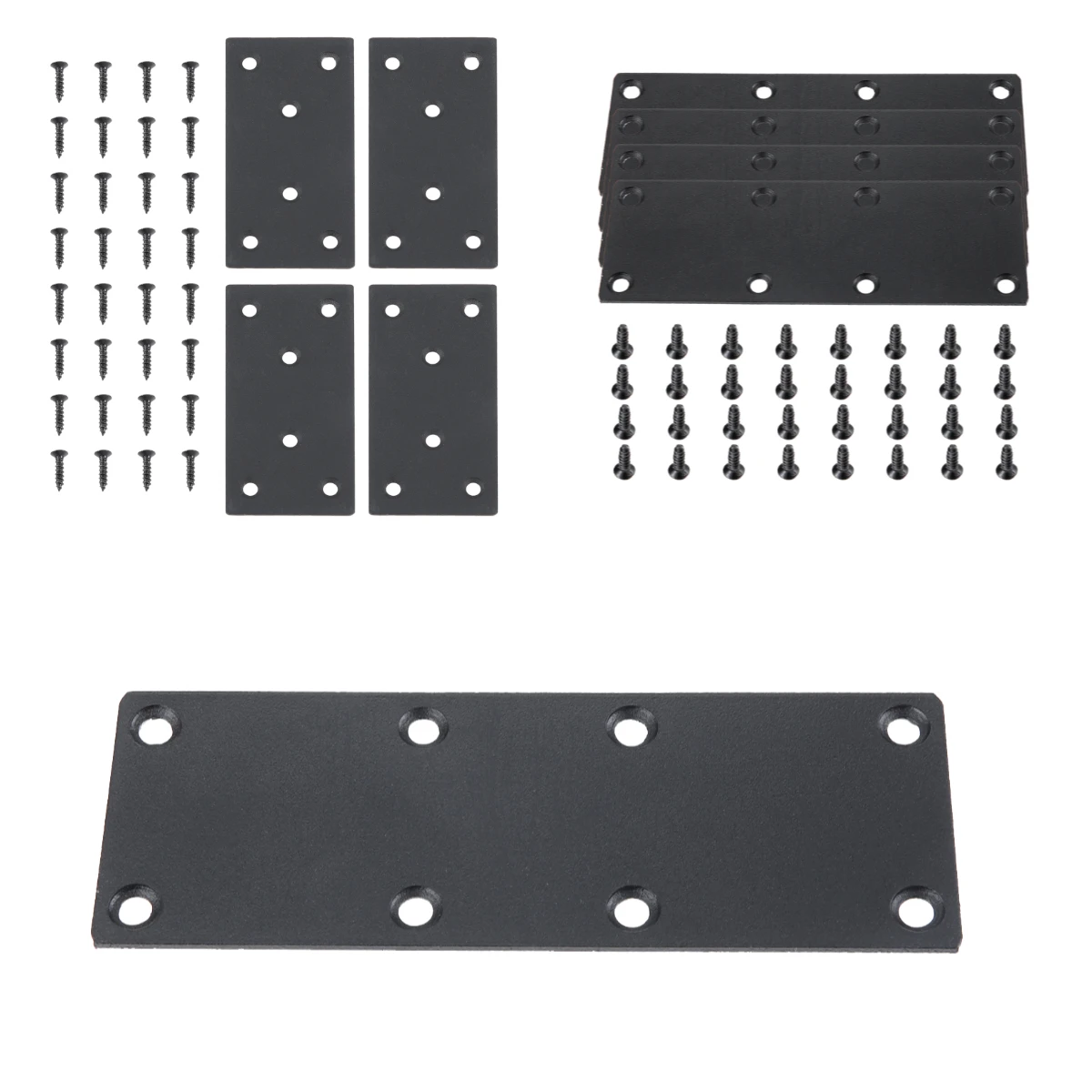 

4 шт. черных плоских ремонтных пластин из нержавеющей стали с 6/8 отверстиями для усиления и ремонта мебели, шкафов, кроватей, комодов, окон