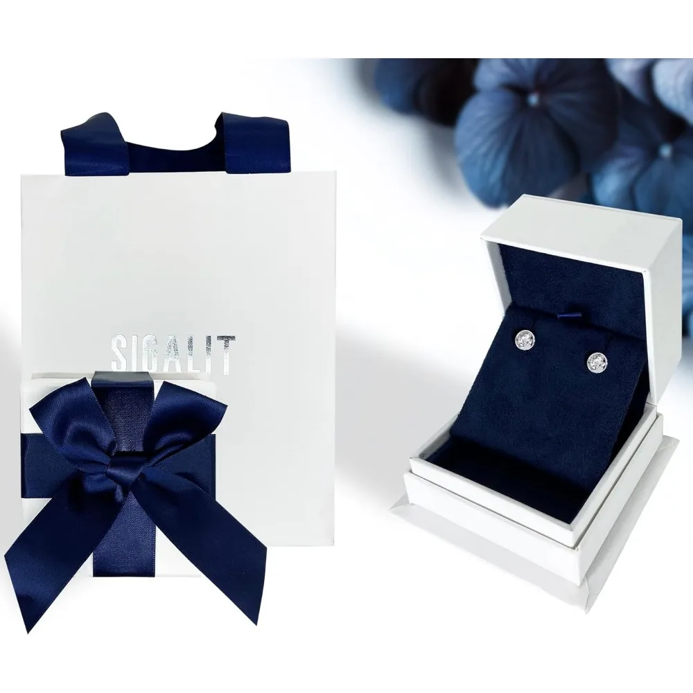 طقم إطار من الفضة الإسترليني أقراط ألماس مويسانيتي - هدية نسائية للزوجة أو الصديقة أو الأم أو الابنة #6