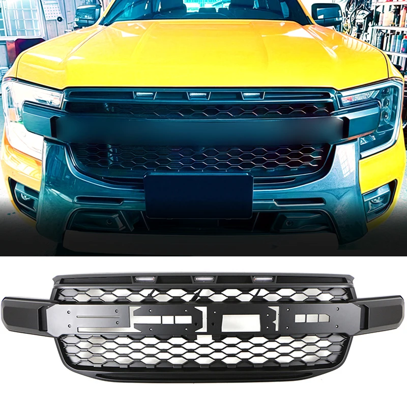 

Front Bumper Grill With Led Lights Auto Parts Grille Modification Fits For 2022 2023 2024 Ford Ranger Radiator Grill