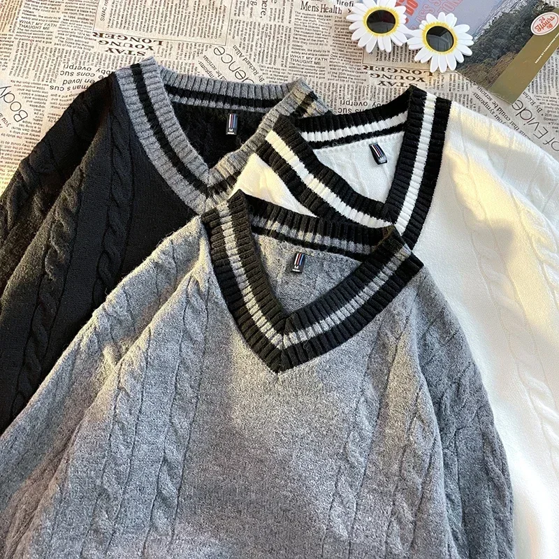 

Men's New Autumn and Winter Sweater Base Shirt Men's V-neck Design All Comfortable Lazy Wind Warm Can Wear Sweater Men