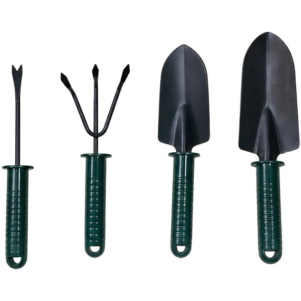 4 Piece Garden Tool Set with Ergonomic Handles for Planting Weeding Digging and Cultivating Outdoor Soil Tasks
