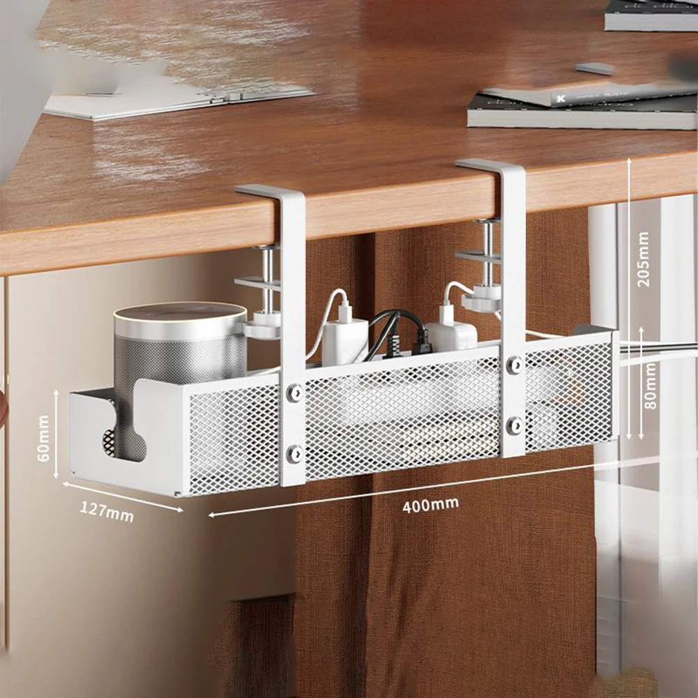 Under Desk Cable Tray Clamp for Wire Organisation Keeps Power Cords and Various Cables Tidy and Easy to for access