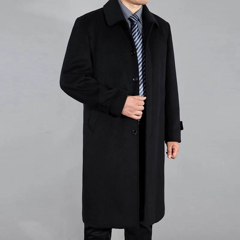 2023 New Men Wool Long Coat Autumn Wool Cashmere Coat Pea Coat Men Wool Overcoat Winter Wool Blend Long Coat Outerwear Man Coats