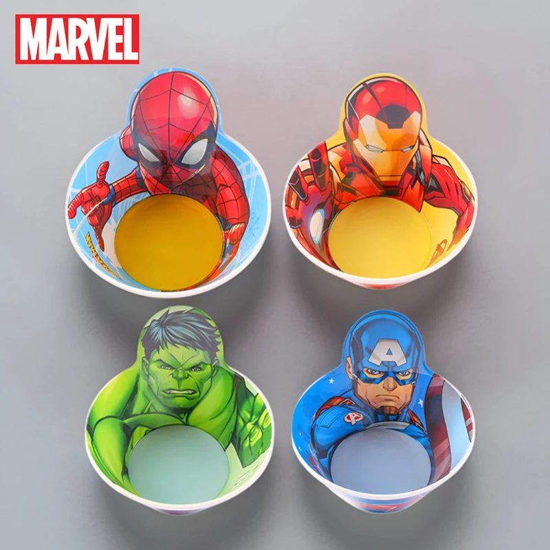 

Marvel Baby Bowl Food Plastic Spider Man Avengers Superheroes Tableware Anti-Fall Anti-scald Bowls Kids Kindergarten Dinner Dish