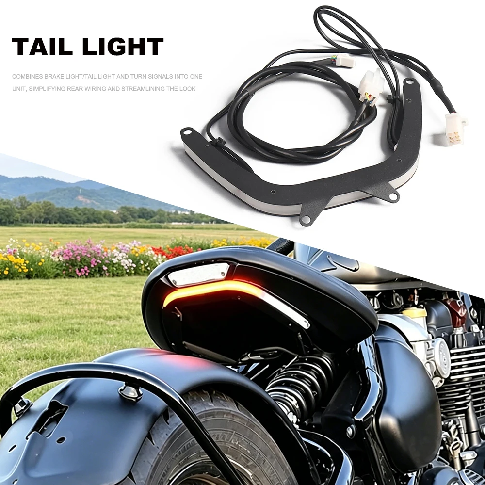 

For Bobber 2017- Bobber Black 2018-2020 LED Tail Light with Turn Signal Indicator Motorcycle Rear Brake Running Light Taillight