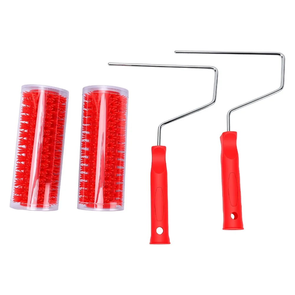 2PCS Toothed Design Texture Paint Roller Ergonomic Handle 7 Inch Painting Roller Brush Rubber Roller Brush DIY Painting
