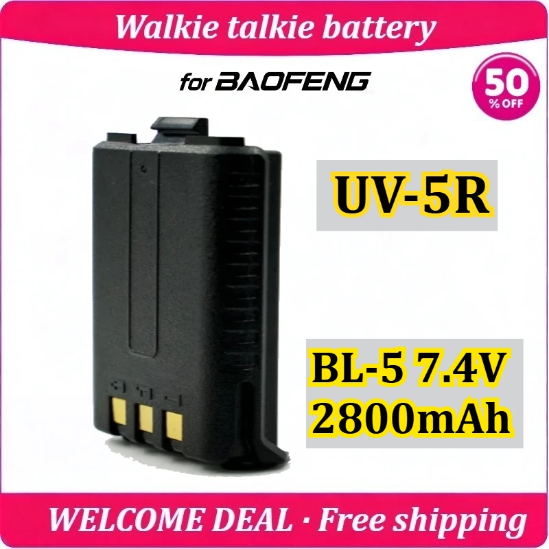 

BL-5 for Baofeng UV-5R Walkie Talkie Battery 7.4V 2800mAh High Capacity Long Endurance Lithium Battery