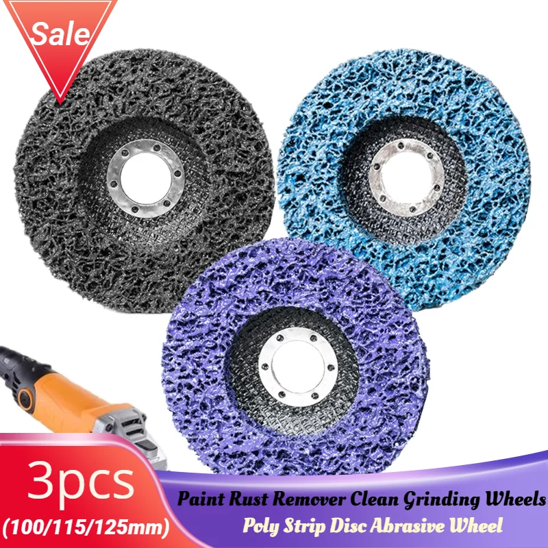 

3 Pc 100/115/125mm Poly Strip Disc Abrasive Wheel Paint Rust Remover Clean Grinding Wheels for Motorcycles Durable Angle Grinder