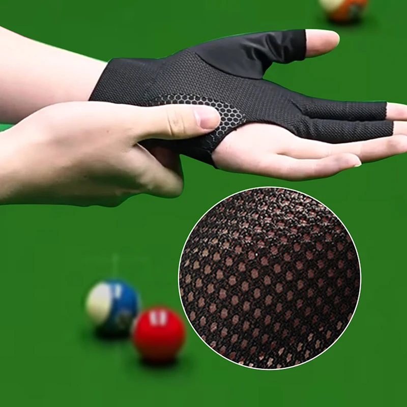 Billiards Glove Left/Right Hand Three Finger Billiard Glove Non Slip Stickers Elasticity Billiard Training Gloves Accessories