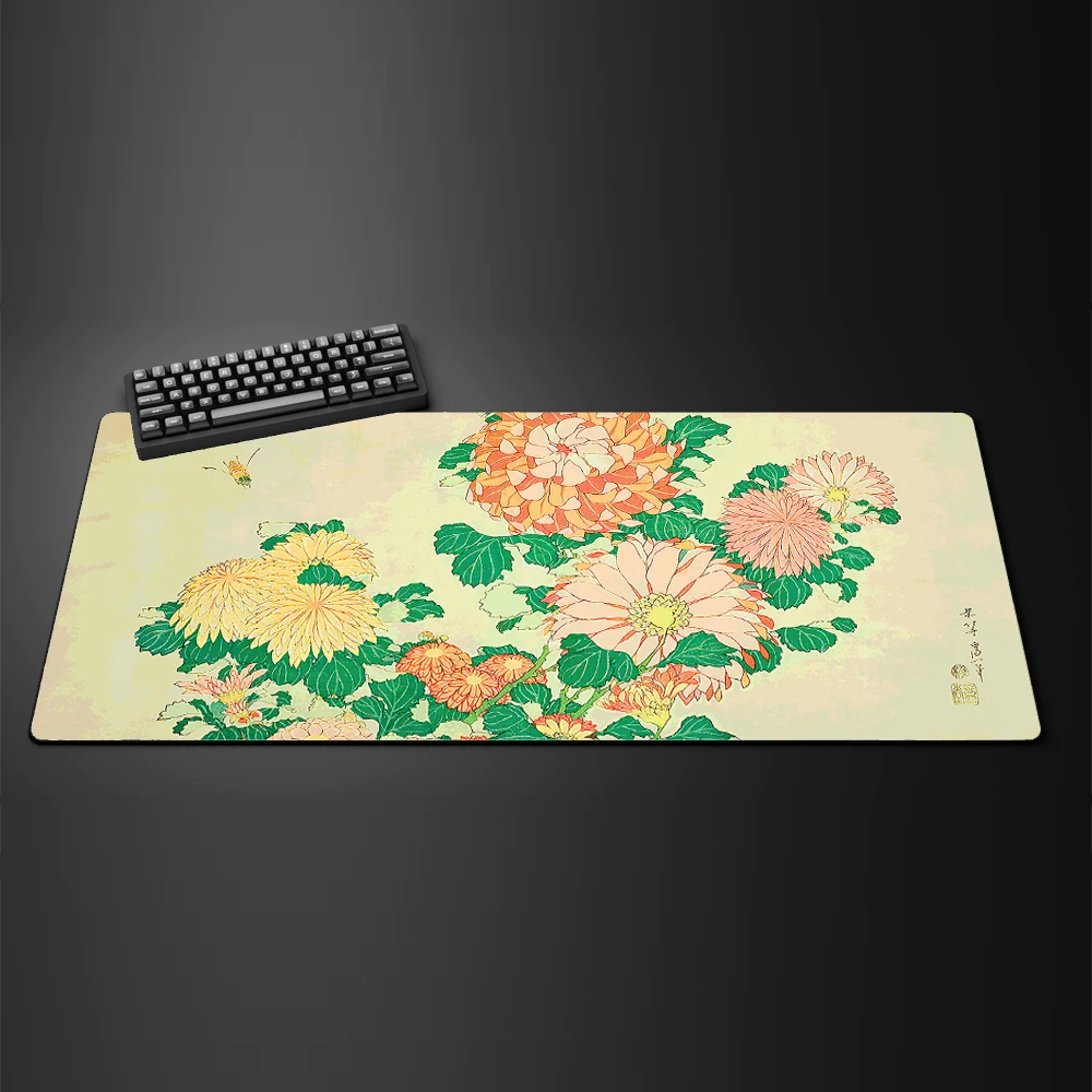 

Chrysanthemums and Bee Mouse Pad Nootbook Game Rug Large Gaming Non-slip Laptop Tablet Mat Art Mausepad Mini PC Playmat