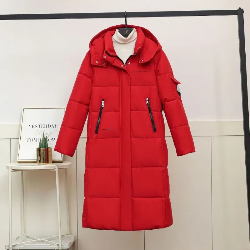 جاكيت نسائي طويل فضفاض وسميك من القطن بطول الركبة ، جاكيت كاجوال عصري ، نسخة كورية ، جديد ، شتاء ،