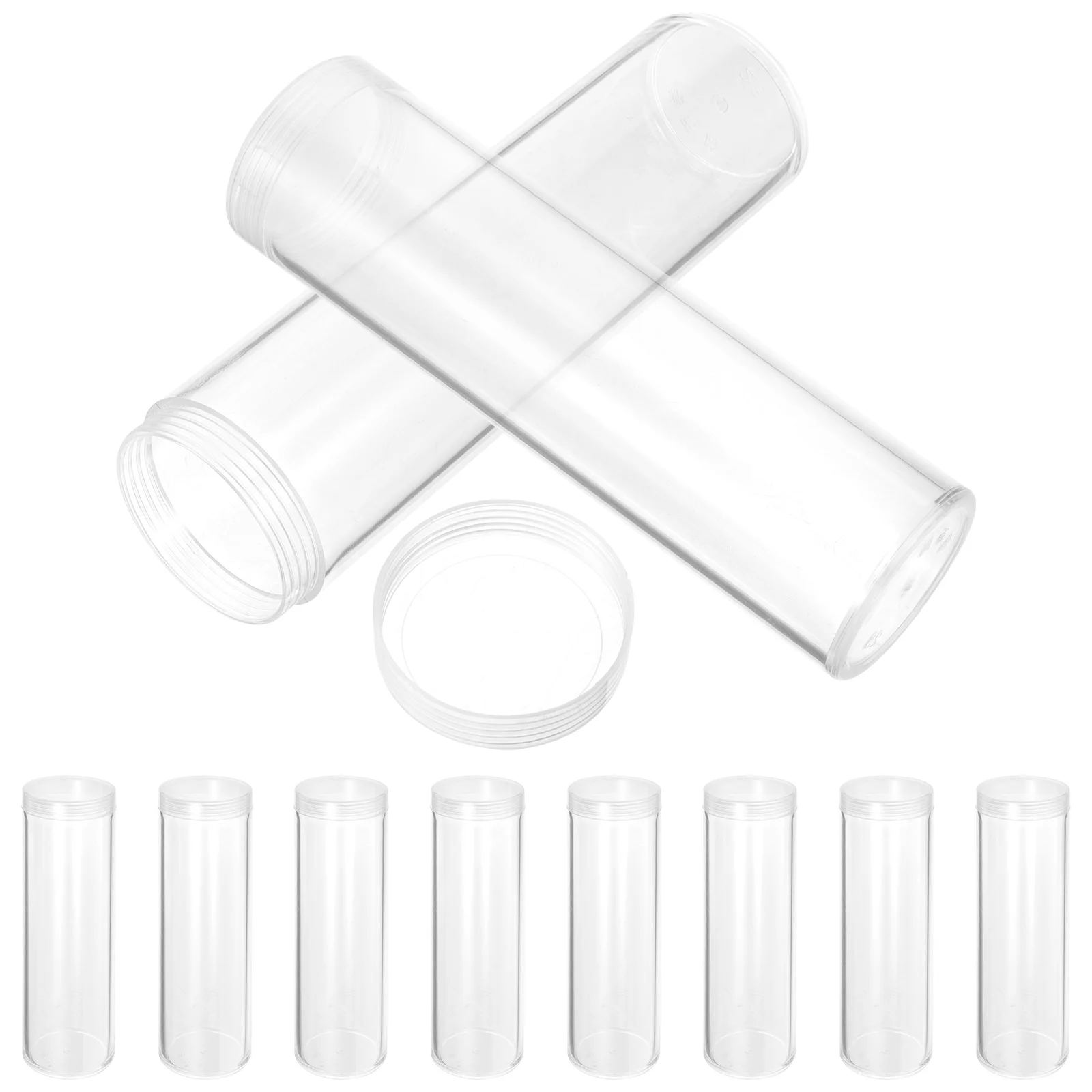 10 Pcs Diameter 25mm Transparent Tube Plastic Coin Tubes Storage Coins Protectors for All Collection Organizer Dispenser