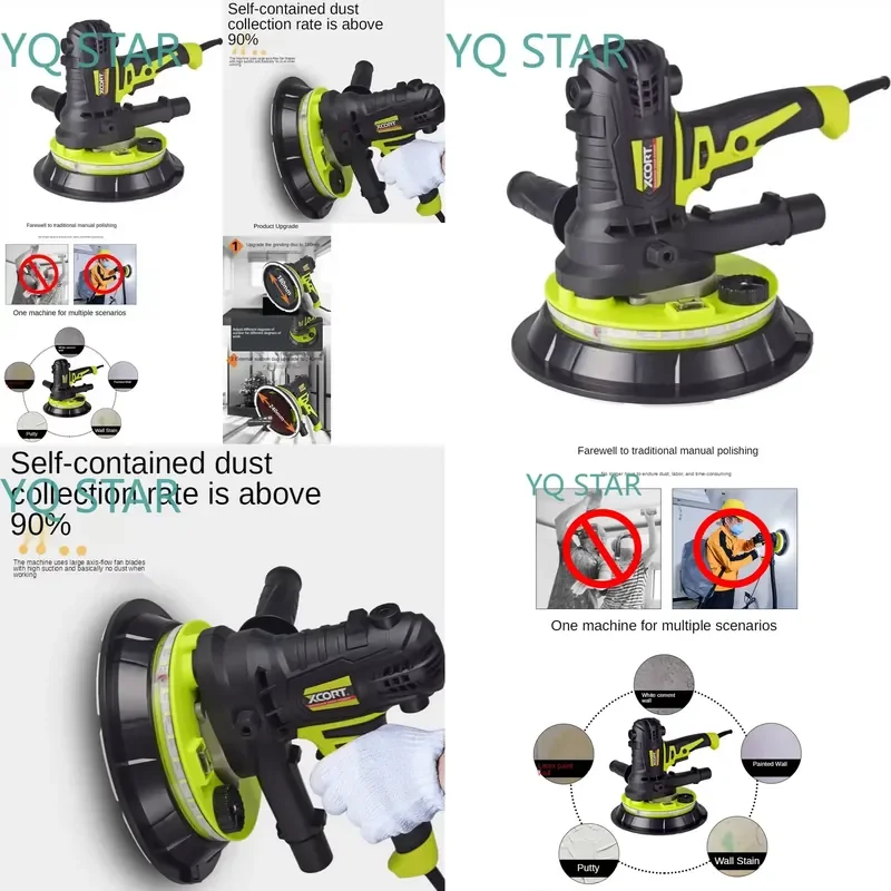 750W Electric Sanding Machine with Dual Lights Self-Cleaning Function for Wall Putty Grinding and Industrial Surface Sanding