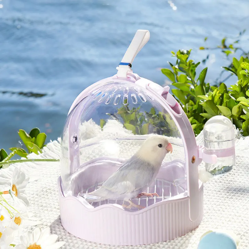 

Portable Parrots Carry Cage Large Space Bird Carry Case Small Pet Transport Cage Outdoor Birds Breathable Carrier with Drinker