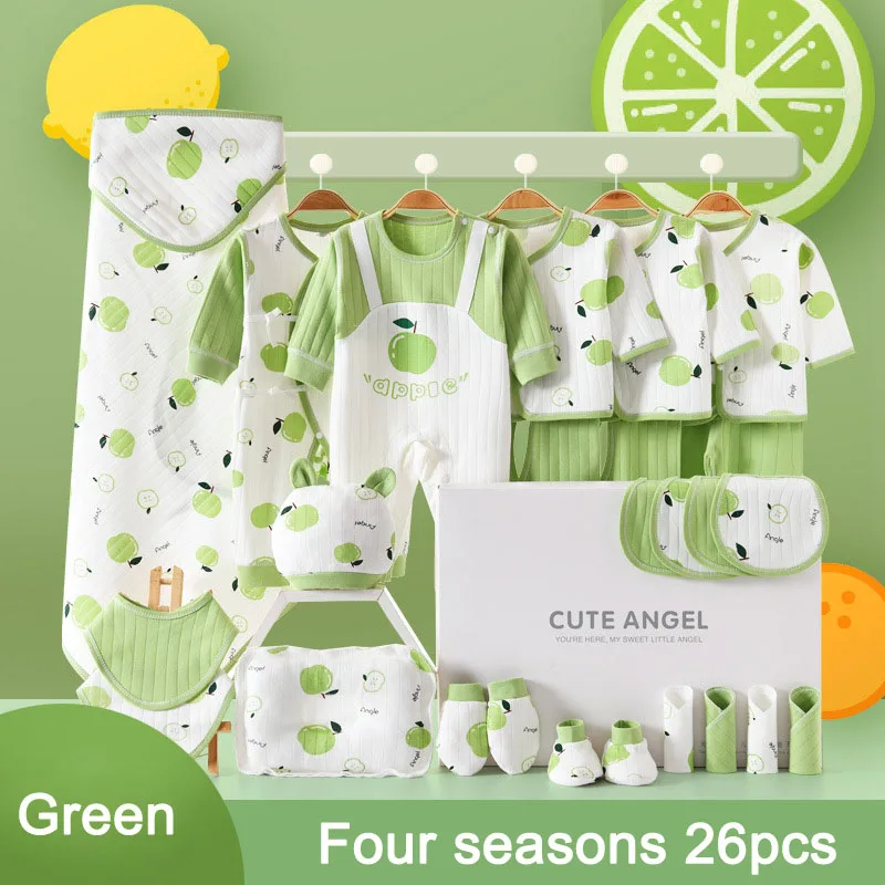 24/26 Pieces/0-3Months Newborn Baby Clothing 100% Cotton Kids Clothes Suit Printing Unisex Infant Boys Girls Fruit Clothing Set