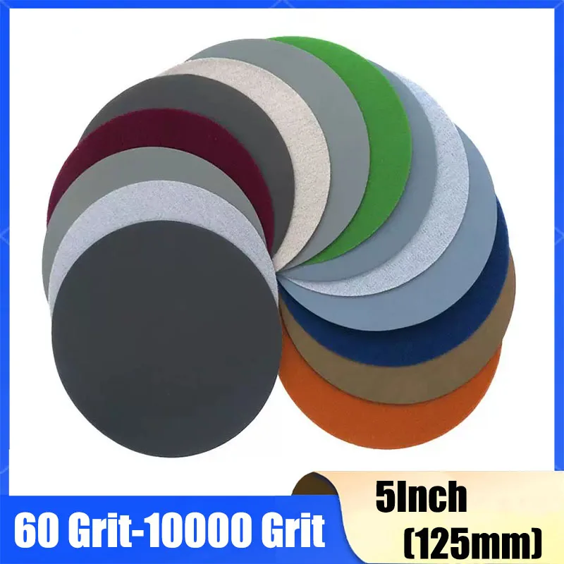 10/20/50Pcs 5 Inch Sanding Discs Assorted 60-10000Grit Wet & Dry Sandpaper 125mm Compatible For Random Orbital Sanders Polishing