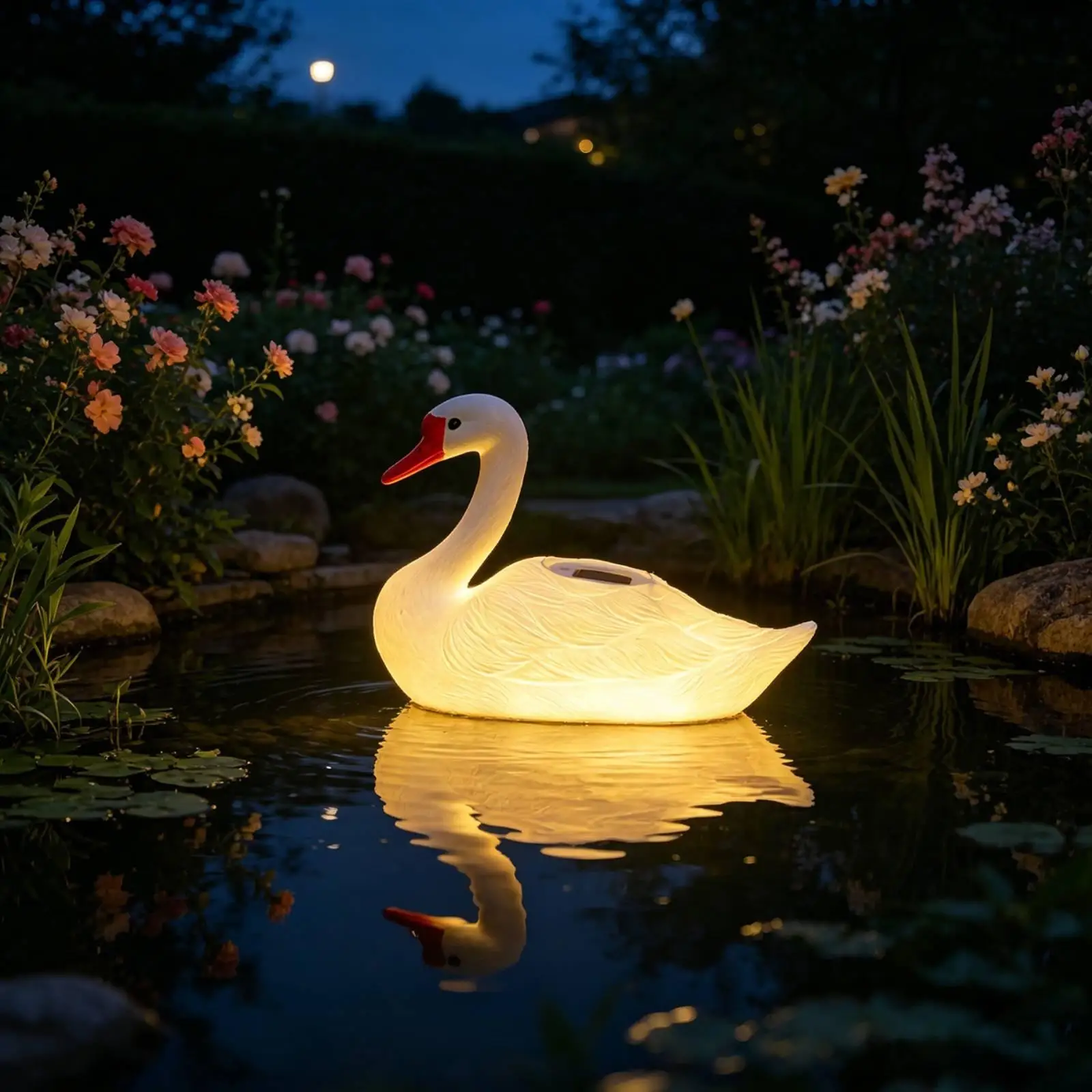 Blow Molded Duck Solar Pond Light Waterproof Floating Bird Ornament Warm Glow Garden Decor for Backyard Lake