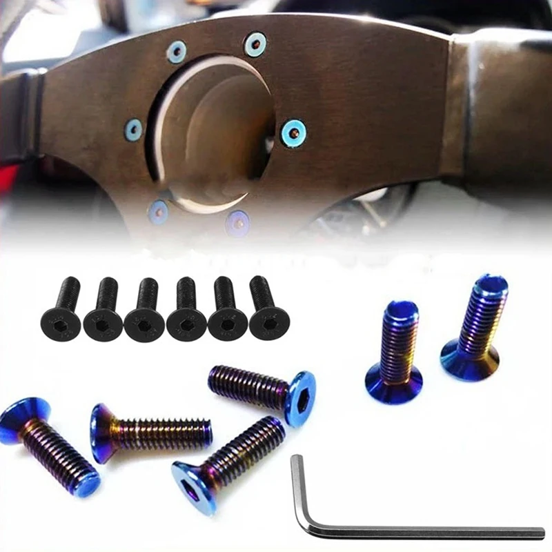 Steering Wheel Aluminum Alloy Bolts 6PCS Fits Most Steering Wheels Burnt Titanium Bolts Kits Racing Steering Wheel Modification