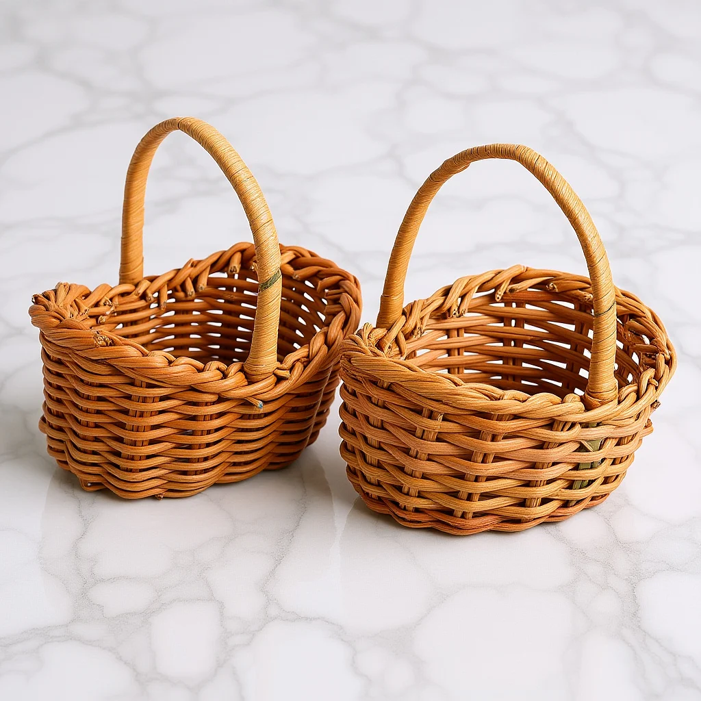

2Pcs Rattan Mini Flower Baskets Miniature Woven Storage Baskets Rustic Small Basket Set Table Decor Home Wedding Party