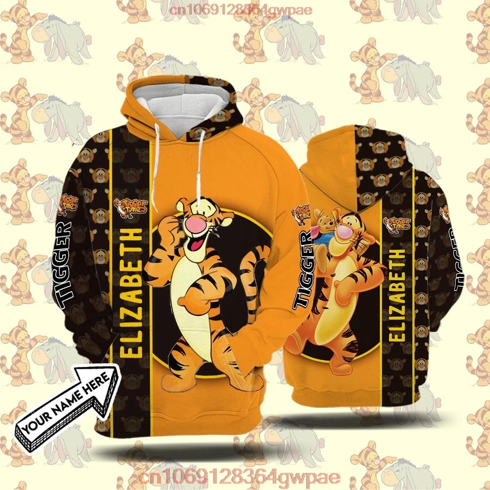 Disney Character Winnie the Pooh Hoodie Zipper Hoodie All Over Print 3D Personalized Custom Name Unisex Men Women 3D Hoodie