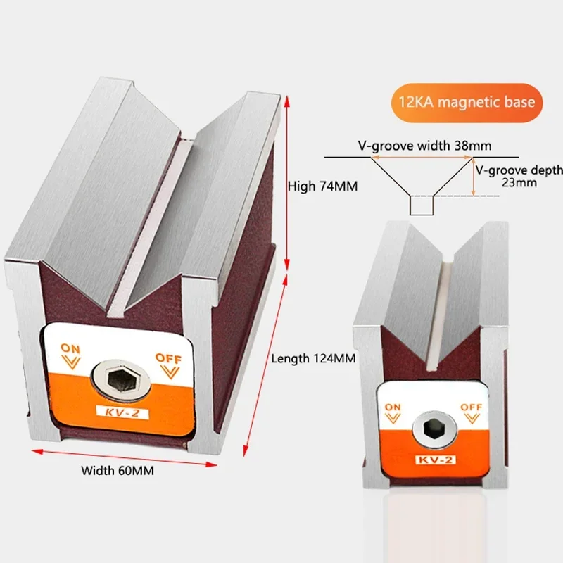 KV-2 Magnetic Triangular Table Right Angle Magnetic Base Laser Machine V Type Magnetic Block Wire Cutting Magnet 12K CH