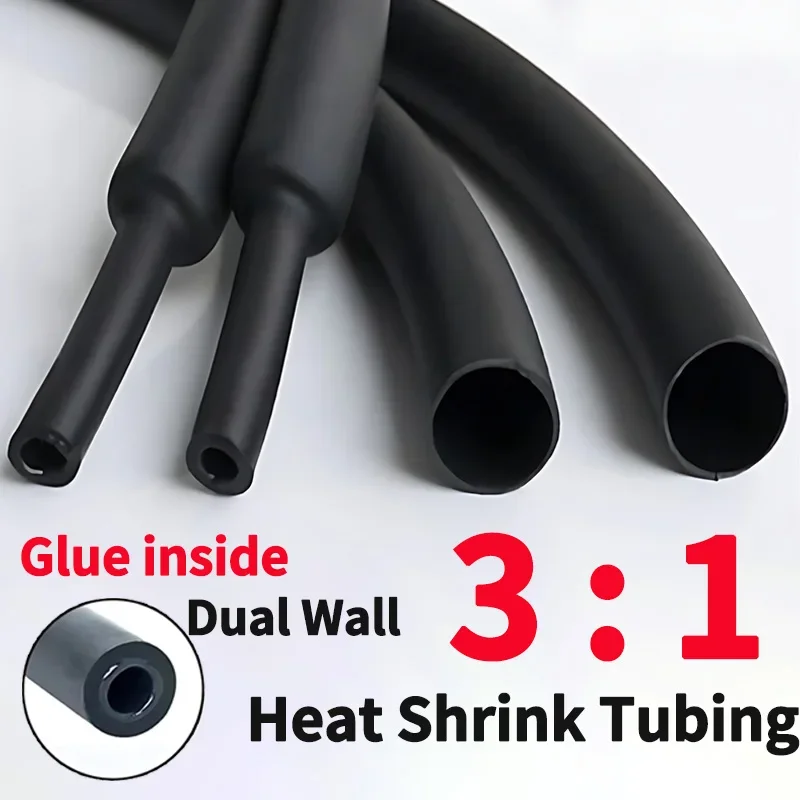 

10/50/100M 3:1 Dual Wall Heat Shrink Tube with Glue,Polyolefin Shrinking Assorted Heat Shrink Tube, Wire Cable Sleeving Tubing