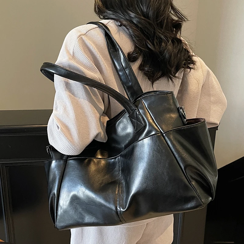 여성용 레트로 소프트 가죽 핸드백, 다중 포켓 대용량  - Leather Work Handbags For Women 리뷰 및 가격