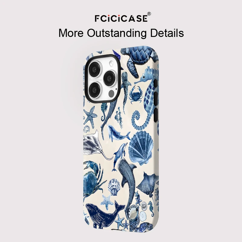 Fcicicase Matte Phone Case for iPhone 17 16 15 Pro Max 14 Plus 12 13 11 Air For Magsafe 2 in 1 Magnetic Shark Sea Animals Cover - view 5