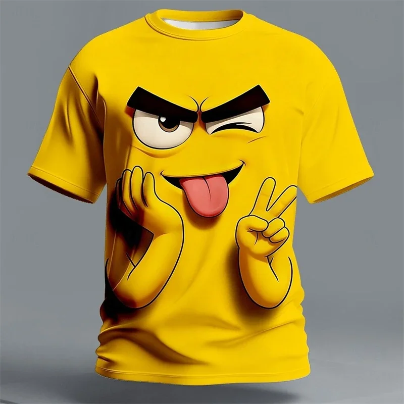 3D-Druck Niedliche Cartoon-Emoji-Packs T-Shirt Kindergeschenk Lustiges Lässiges Kurzarm-O-Ausschnitt-Shirt Sommer Schnell Trocknendes T-Shirt Top