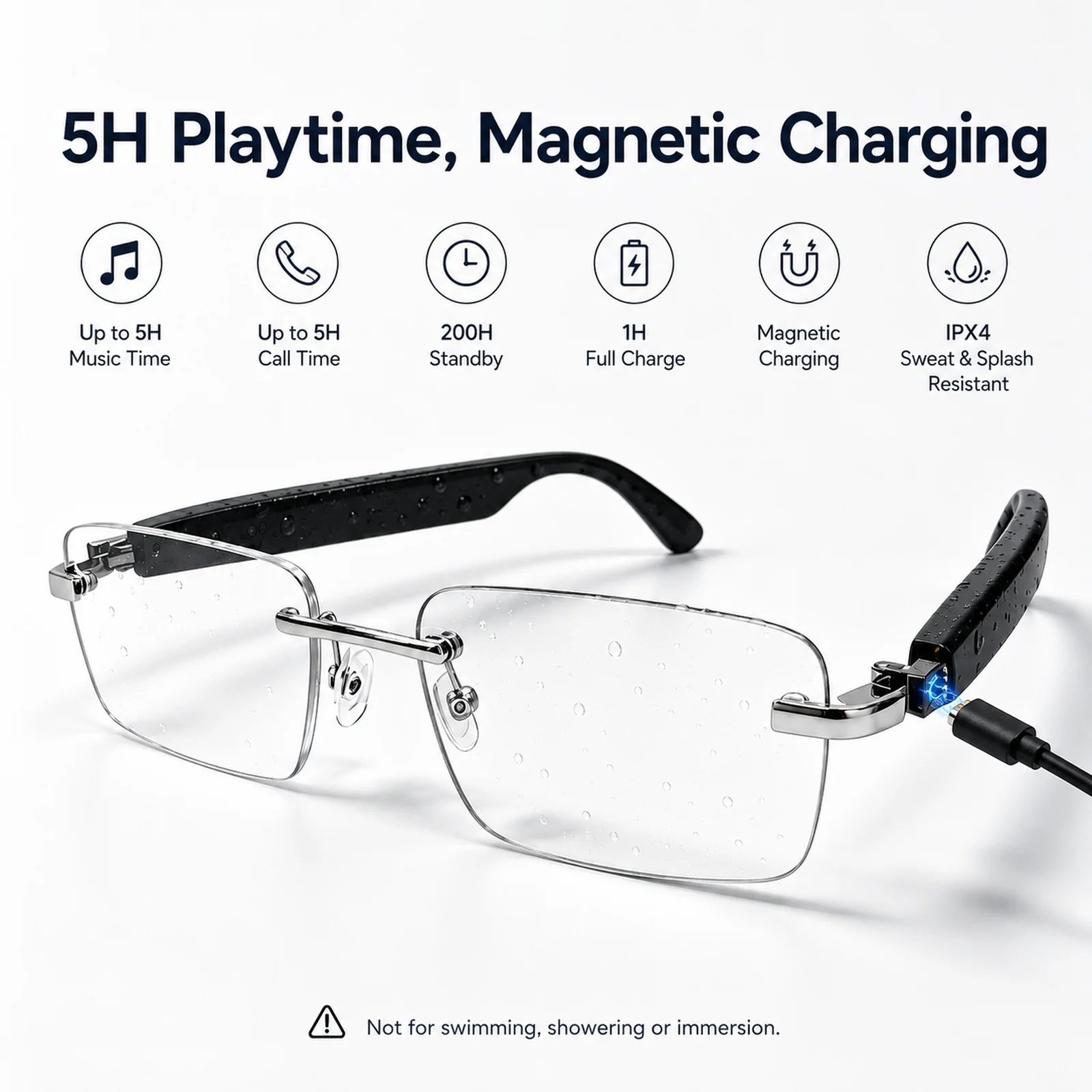 Bluetooth Smart Sunglasses, Photochromic Smartglasses and Open Ear Audio Glasses with Dual Mics for Calls and Outdoor Use - view 5