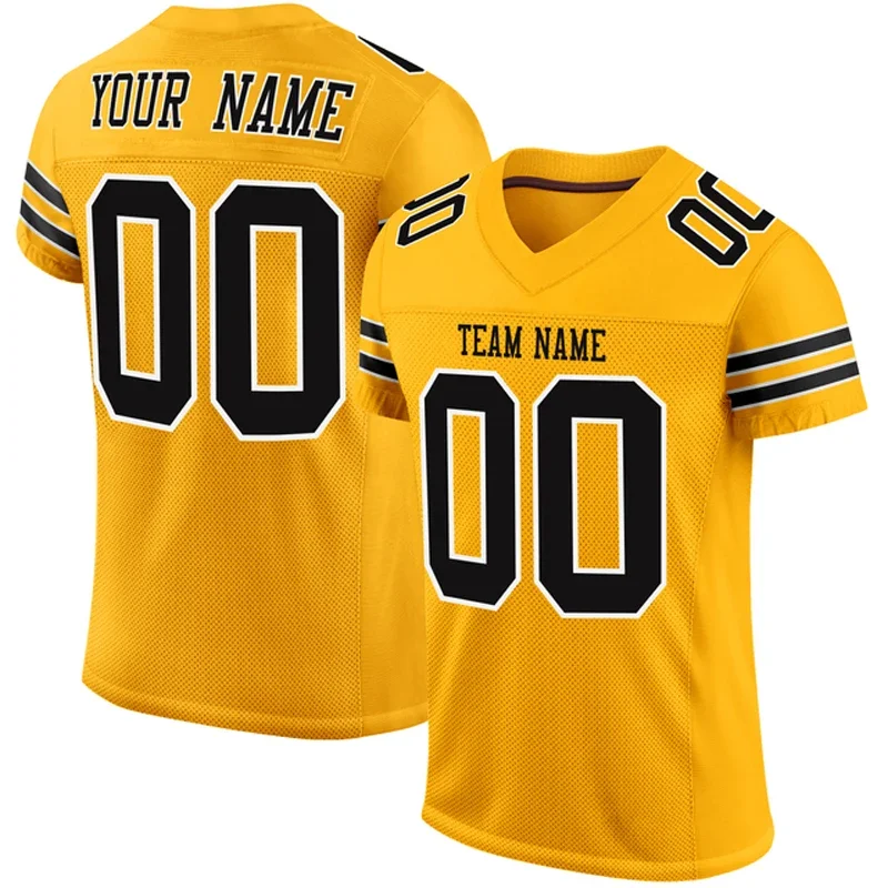 Yellow Series Customized Football for Men Jersey Personlized Sew Team Football Short Sleeves Athletic Tee Shirts Unisex Top