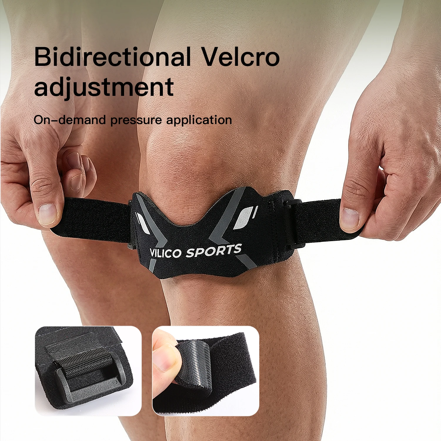 1pc Sports Knee Brace Bidirectional Pressure Shock Absorption Patella Knee Strap Breathable Basketball Soccer Protective Band